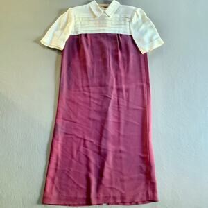 Vintage 1960s Richard Warren Wine Cocktail Dress Peter Pan Collar Size 6